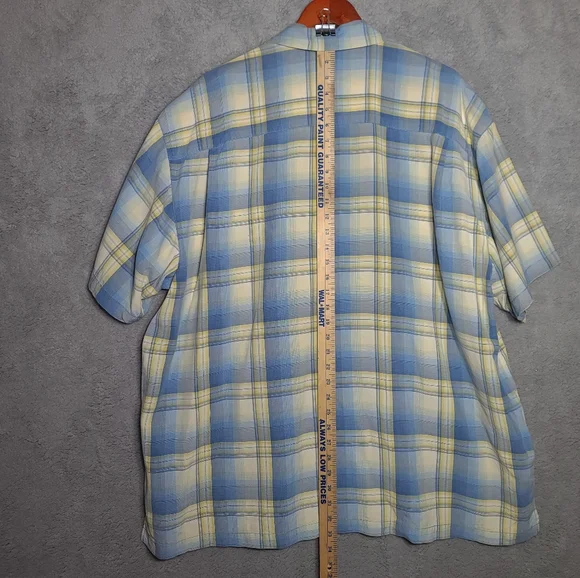 Tommy Bahama Blue and Yellow Plaid Casual Button Down Shirt - Picture 7 of 9